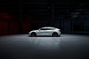 Tesla Model 3 Performance white side in dark studio 6" x 4" Photo Print