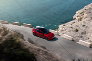 Tesla Model 3 Performance Red Coastal Road Drive 6" x 4" Photo Print