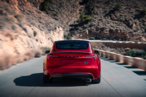 Tesla Model 3 Performance Red Rear Coastal View 6" x 4" Photo Print