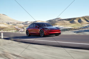 Tesla Model 3 Performance Red Desert Highway 6" x 4" Photo Print