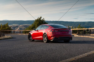 Tesla Model S Sunset Lookout Car Park 6" x 4" Photo Print