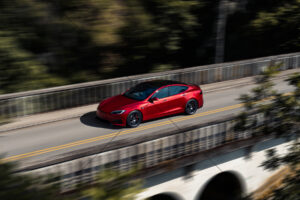 Tesla Model S Crossing Mountain Bridge 6" x 4" Photo Print