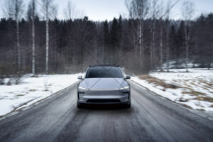 Tesla Model Y Front View Snowy Road 6" x 4" Photo Print
