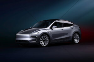 Tesla Model Y Silver Studio Portrait Angle 6" x 4" Photo Print