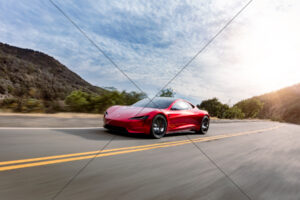 Tesla Roadster Red On Mountain Road 6" x 4" Photo Print