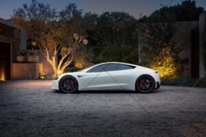 Tesla Roadster White Side Profile At Dusk 6" x 4" Photo Print