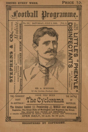 Arthur McKenzie Carlton Football Programme 1890 6" x 4" Photo Print