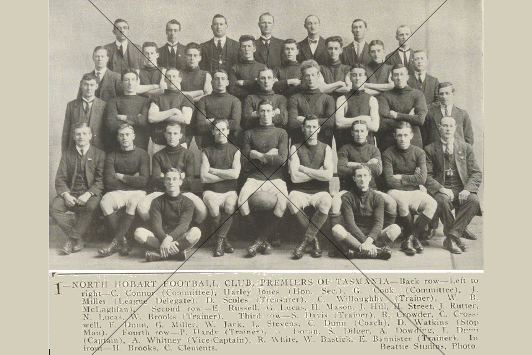 North Hobart 1920 Premiers Studio Team Photo 6" x 4" Photo Print