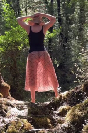 Sheer Pink Polka Dot Skirt Forest Back View 6" x 4" Photo Print