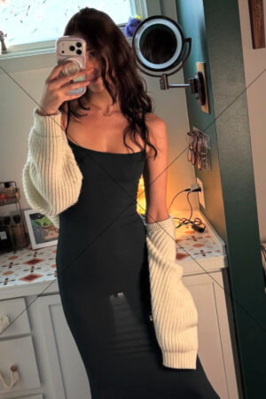 Woman Mirror Selfie In Black Dress And Cardigan 6" x 4" Photo Print