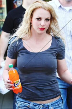 Britney Spears In Grey Tee Holding Fanta 6" x 4" Photo Print