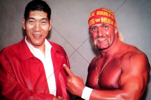 Giant Baba with Hulk Hogan backstage 1980s wrestling 6" x 4" Photo Print