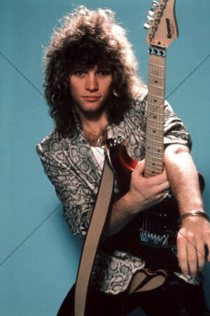 Jon Bon Jovi young rocker with Kramer guitar 6" x 4" Photo Print