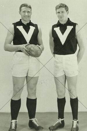 Nichols and teammate in Big V state jumpers 6" x 4" Photo Print