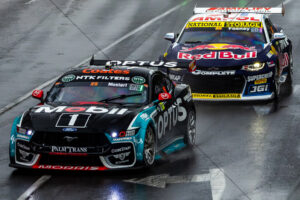 Chaz Mostert leads Broc Feeney in wet Adelaide street race 6" x 4" Photo Print