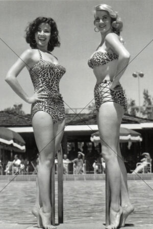 Mara Corday & Anita Ekberg Leopard Swimsuit Pool Pose 6" x 4" Photo Print