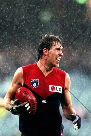 Jim Stynes Melbourne Champion In The Rain Holding Ball 6x4 Photo Print