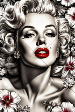 Marilyn Monroe Glamour Closeup With Floral Background 6x4 Photo Print