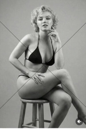 Marilyn Monroe Bikini Pose Seated On Stool 6x4 Photo Print