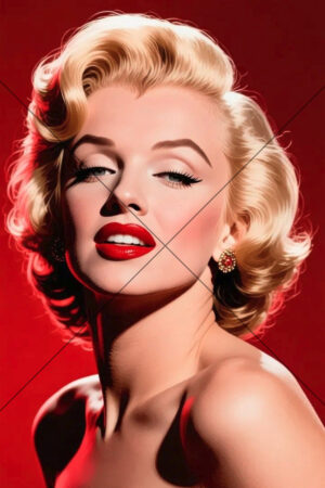 Marilyn Monroe Classic Portrait On Red Background 6x4 Photo Print
