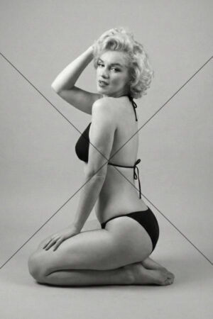 Marilyn Monroe Bikini Pose Kneeling Side View 6x4 Photo Print