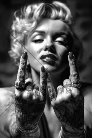 Marilyn Monroe Black And White Tattoo Hands Art 6x4 Photo Print