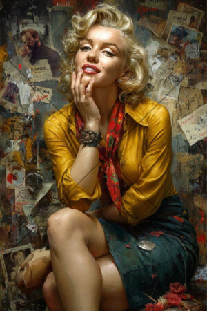 Marilyn Monroe Seated Yellow Blouse Pinup Style 6x4 Photo Print