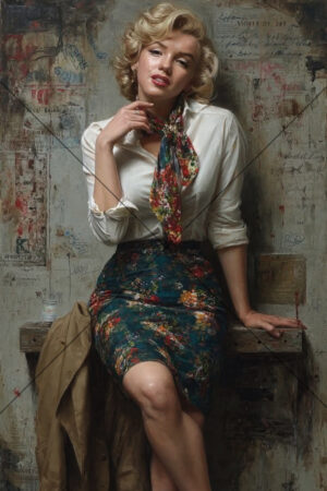 Marilyn Monroe Seated White Blouse Studio Style 6x4 Photo Print