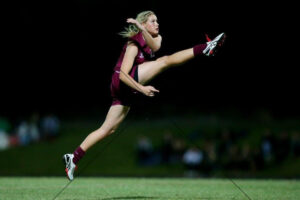 Tayla Harris Leaping Kick With High Knee 6x4 Photo Print