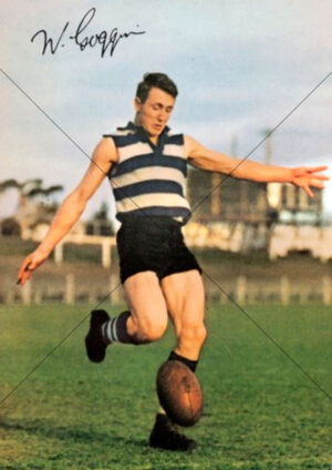 Bill Goggin Geelong Cats Kicking Action A4 Poster Print