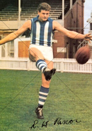 Bob Pascoe North Melbourne Kangaroos Full Stretch Kick A4 Poster Print