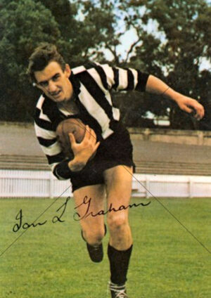 Ian Graham Collingwood Magpies Running With Ball A4 Poster Print