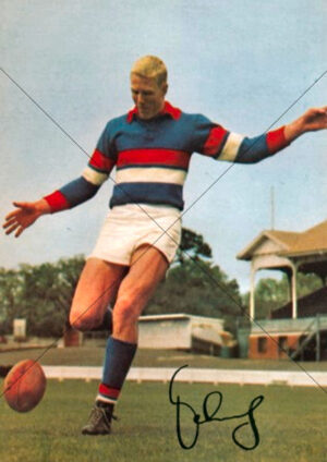 John Schultz Footscray Bulldogs Drop Punt Follow Through A4 Poster Print