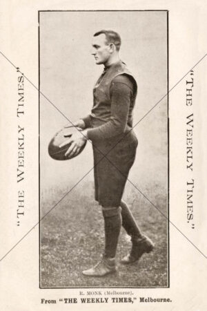 R. MONK Melbourne Weekly Times 1910 Side Profile Holding Ball 6x4 Photo Print