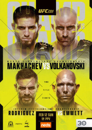 Alexander Volkanovski UFC 284 Makhachev Matchup Poster A4 Poster Print