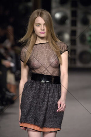 Portrait Of Runway Model In Sheer Fashion Dress 6x4 Photo Print