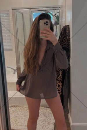 Long Haired Woman Mirror Selfie In Sheer Shirt 6x4 Photo Print