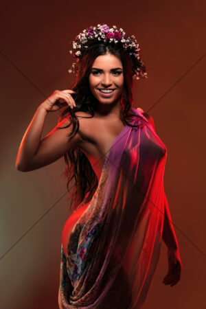 Beautiful Woman Floral Crown Studio Portrait 6" x 4" Photo Print