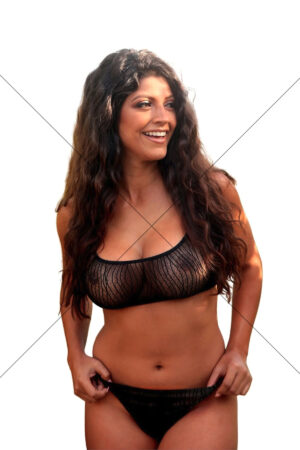 Beautiful Woman Smiling In Black Lingerie Set 6" x 4" Photo Print