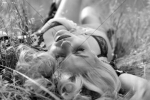 Black And White Outdoor Glamour Lingerie Pose 6x4 Photo Print