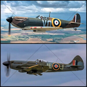 Spitfire MK1 And Spitfire MK24 6x6 Photo Print
