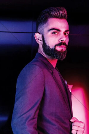 Virat Kohli Neon Lit Suit Portrait With Intense Side Glance 6x4 Photo Print