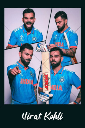 Virat Kohli Four Pose Collage With Bat And Pointing Gesture 6x4 Photo Print