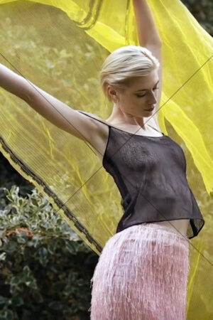 Elizabeth Debicki Yellow Veil Pose With Sheer Black Top 6x4 Photo Print