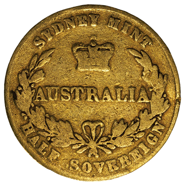 1858 RR Australian half sovereign variety