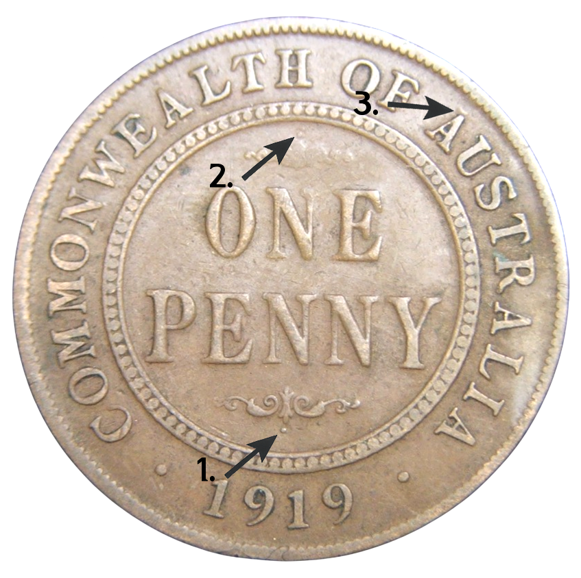 1919 double dot penny die fault and dot alignment