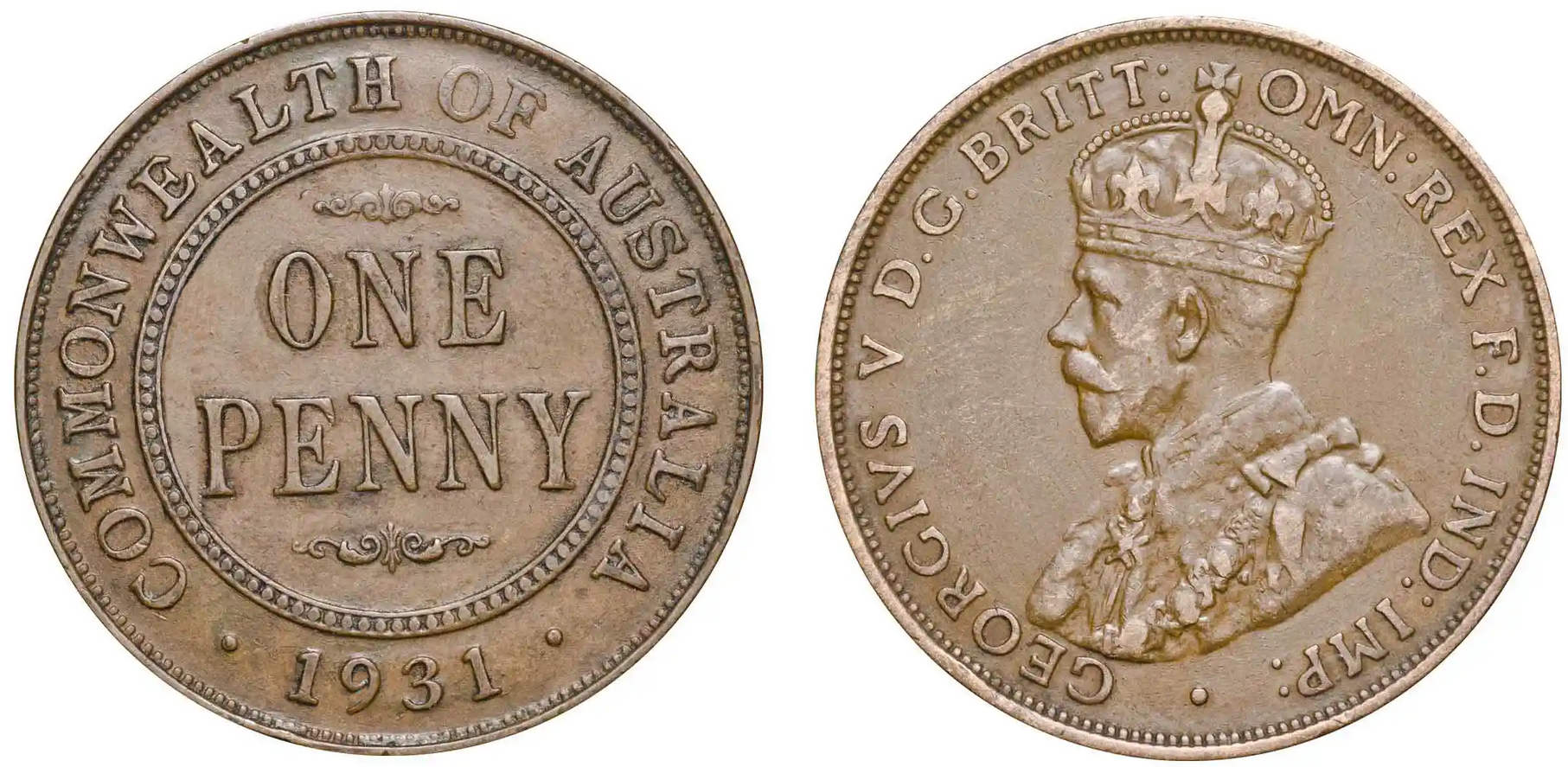 1931 standard 1 London obverse penny