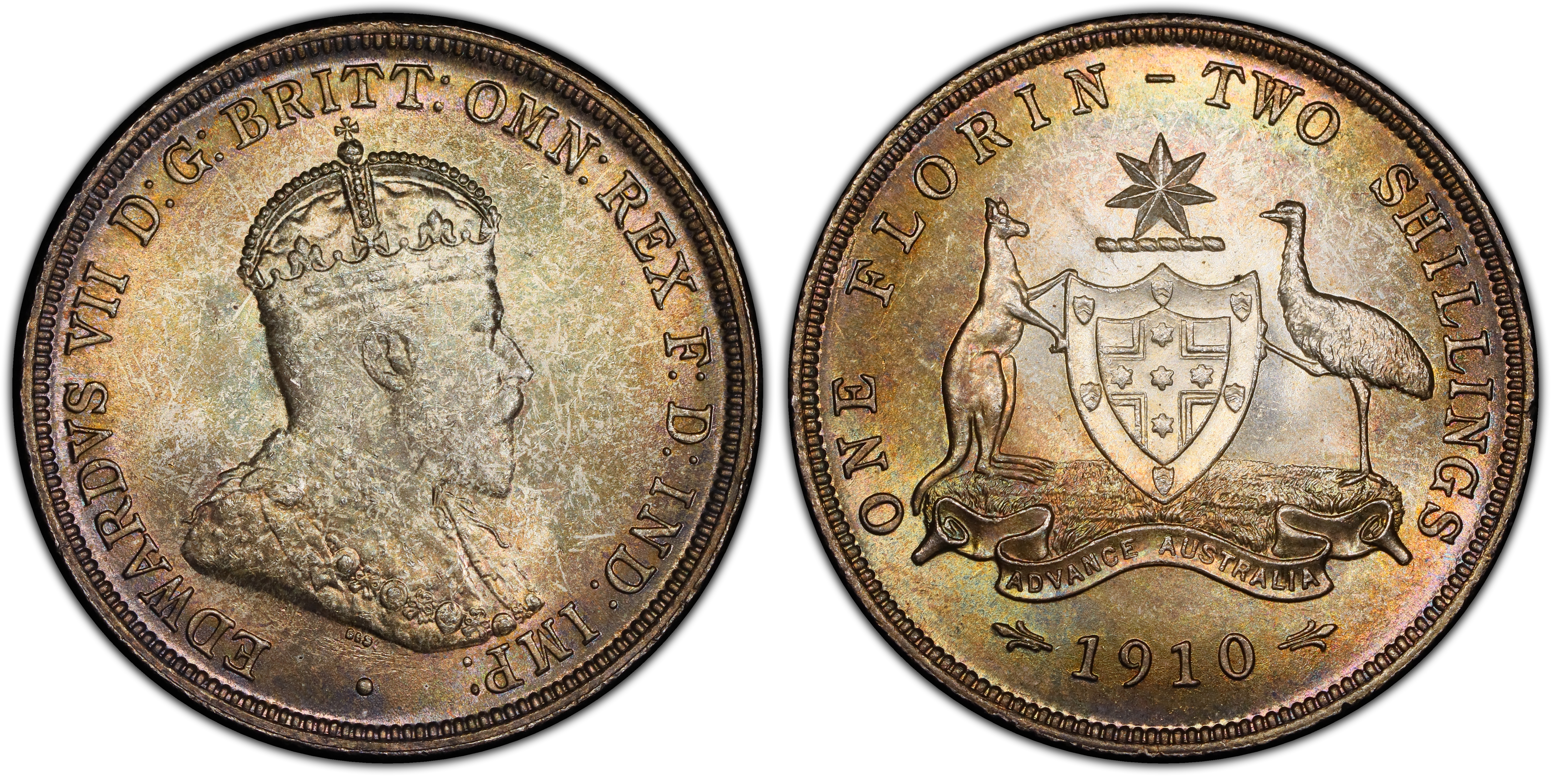 1910 Australian Florin obverse and reverse