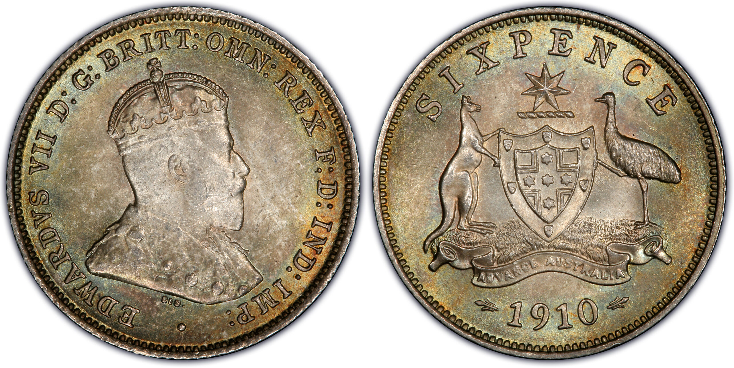 1910 Australian Sixpence obverse and reverse