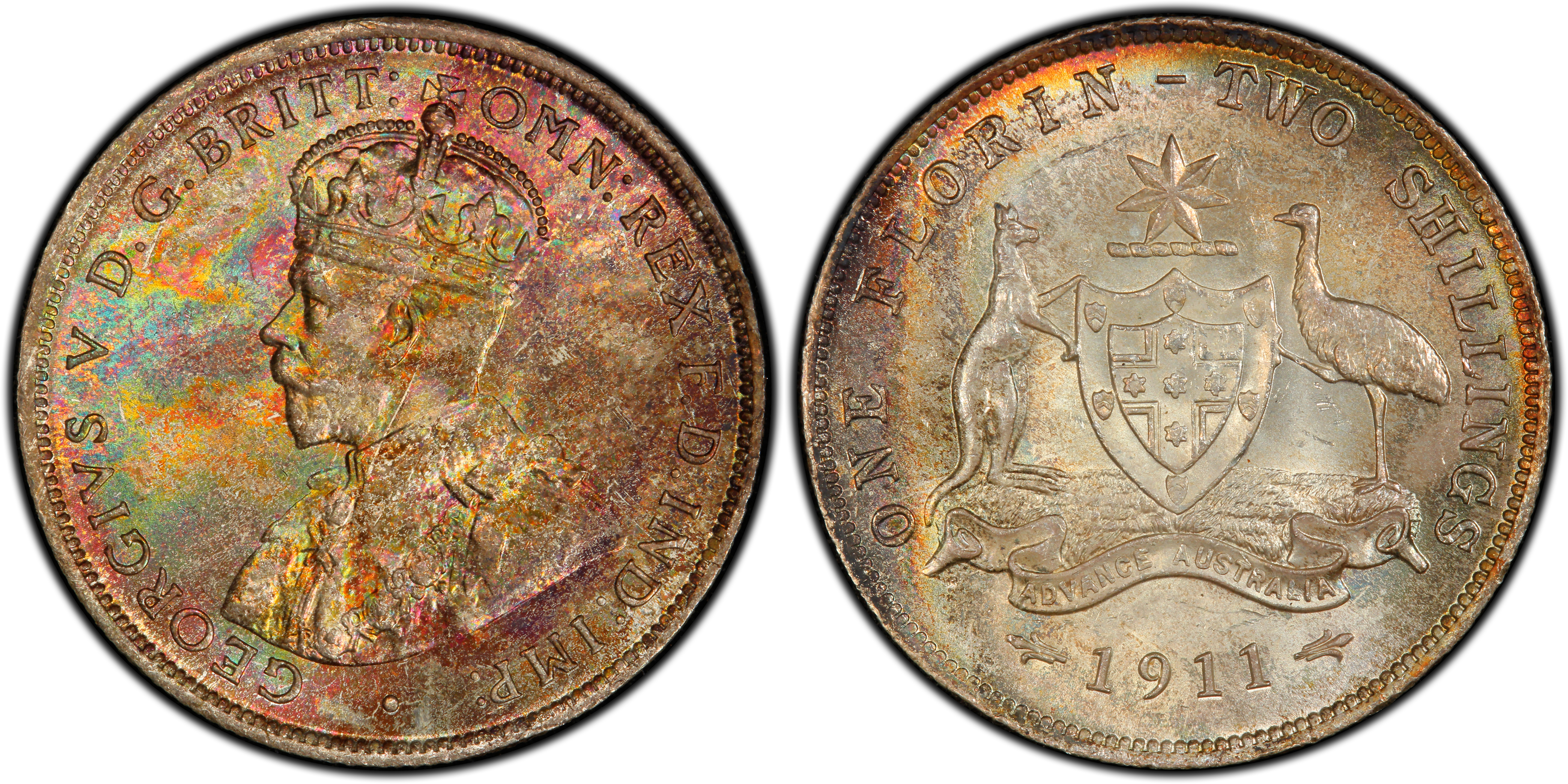 1911 Australian Florin obverse and reverse